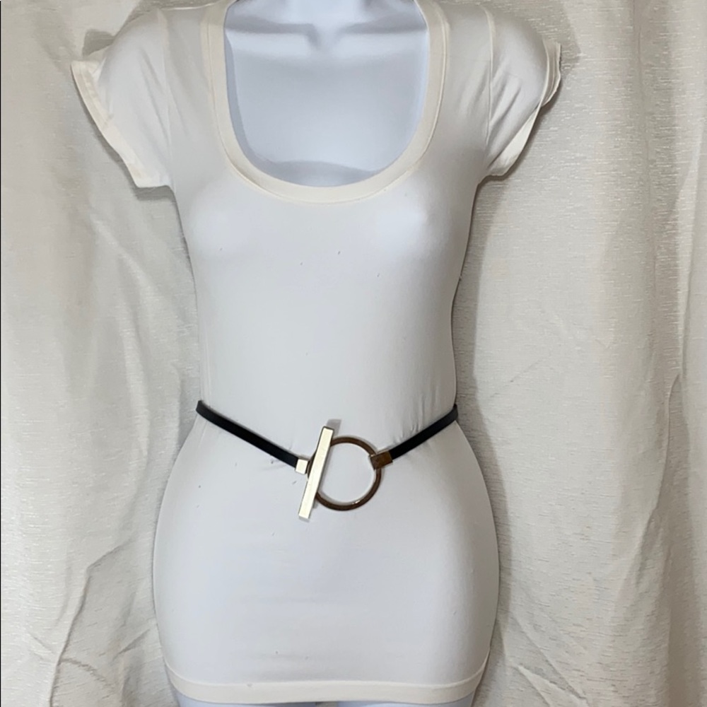 Thin Black Belt w/Silver Buckle 35” Long 1/4” Wide